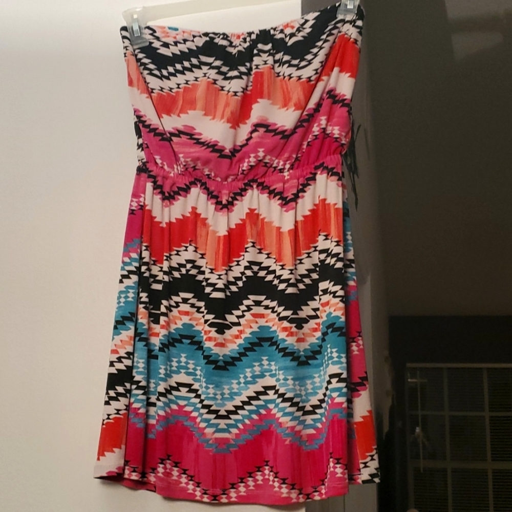 Three Pink Hearts Strapless Dress